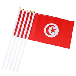 Fan Cheering Polyester National Country Tunisia Hand Held Flag