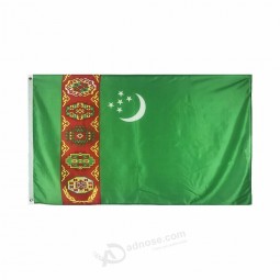 Silk Screen Printing Polyester flag 3x5 FT turkmenistan flag