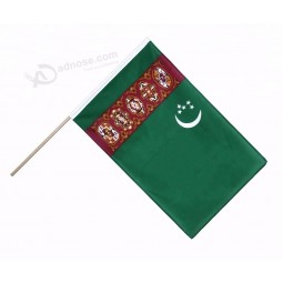 High quality Turkmenistan hand waving flag hand held flag pole holder