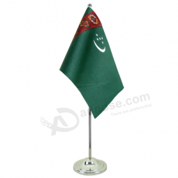 Professional printing Turkmenistan national table flag with base