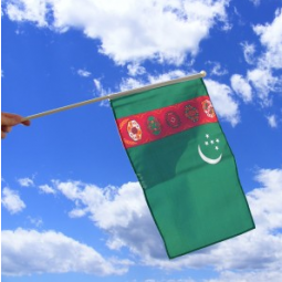 Fan Waving Mini Poland hand held Turkmenistan flags