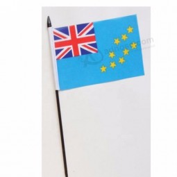 Hot sale custom polyester printing Tuvalu hand waving flag with black pole