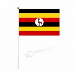 Short shipping time 2019 low moq UGANDA national logo hand flag