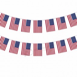 10M 40PCS American Flag Banner String  USA Pennant Banner Flags for Bar Party Decorations Sports Clubs