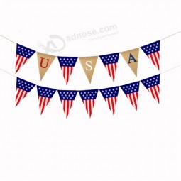 Wholesale Flax US Pennant For United States Independence Day Party Decoration Flag