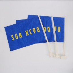 EN standard car flags with strong pole can be customized sport team car window flags