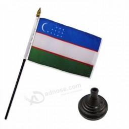 Custom polyester good quality Uzbekistan national table flag