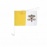 Cheap durable Vatican car window flag with plastic pole