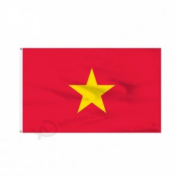 Yellow star red flag Vietnam polyester  fabric  national flag