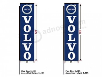 volvo автомобильный прямоугольный флажок бума для стрельбы из руля, комплект с 15 'полюсом и шипом, флаг 3'wx 12'h, по