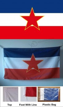 旧ユーゴスラビア国旗90 x 150 cmポリエステル1945-1992 sfrjユーゴスラビアユーゴスラビアバナー