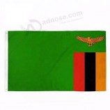 Polyester hand held car usage Zambia flag banner