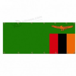 Cheap price screen printed  Zambia mesh flag