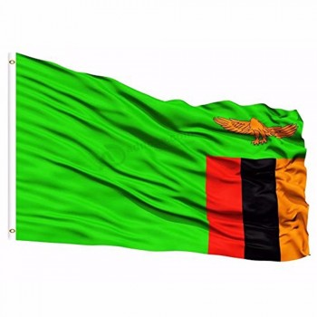 2019ザンビア国旗3x5 FT 90x150cmバナー100Dポリエステルカスタムフラグメタルグロメット