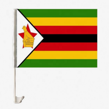 Knitted Polyester Zimbabwe Country Car Flag with Plastic Pole