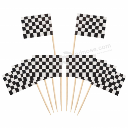 Mini soccer team pennant checkered toothpick flag