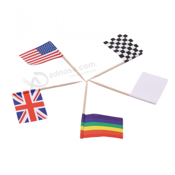 Disposable Wooden Paper Toothpicks Nautical Flag Picks