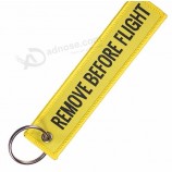 Customized Ribbon Woven Keychain with Metal Ring