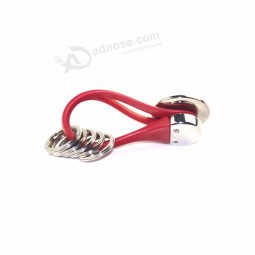 China Manufacturers Custom Red PVC Keychain with Metal Rings