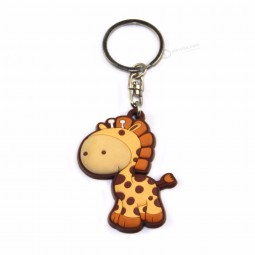 cartoon giraffe 3D zachte PVC aangepaste rubber goedkope sleutelhanger