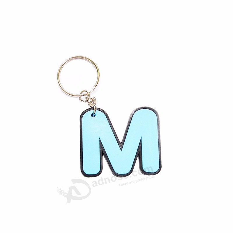 Promotional Gift M Shaped 3D Soft PVC Rubber Keychain