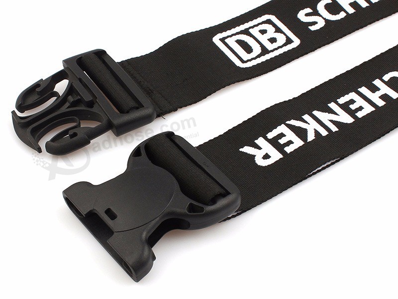 Custom packing Tag loop Strap woven Luggage belt with breakaway Hook