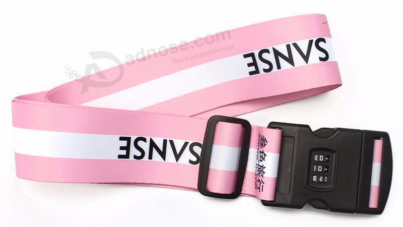 China Wholesale Personalized Cheap Printed Logo Luggage Strap with Metal Buckle