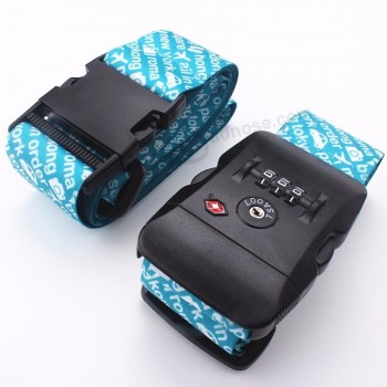 TSA digital lock personalized fabric adjustable travel luggage strap