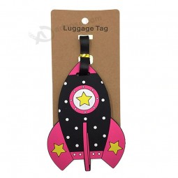 Cartoon Rocket Luggage Tags Silica Gel Suitcase Label for Women