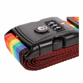Colorful rainbow adjustable suitcase belt luggage strap with TSA lock