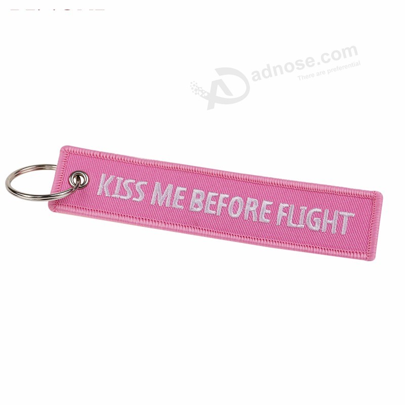 Fashion Keychain Bijoux Kiss Me Before Flight llaveros Keychains Embroidery Key Fobs OEM ATV Car Key Chains for Motorcycle Cars (1)