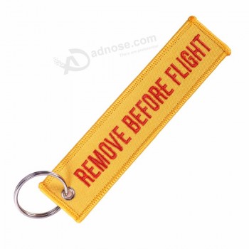 3PCS/LOT Remove Before Flight Keychains for Aviation Gifts Orange Chaveiro Embroidery Keychain Ring Key Fob Key Holder Jewelry