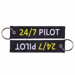 Fashion 24/7 Pilot Key Ring Chain for Aviation Lovers Gifts Luggage Tag Label Keychains Outstanding Embroidery key chain Jewelry