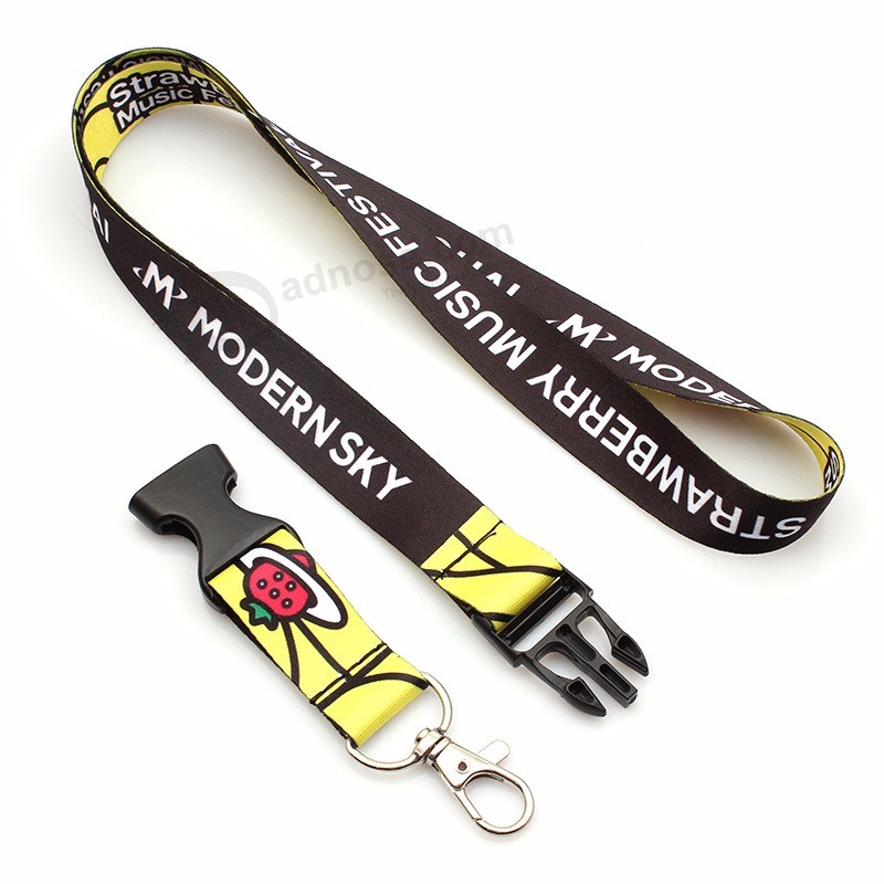 Nice gifts Cheap 1.5cm width Neck strap Heat transfer Lanyard with Breakaway Buckle