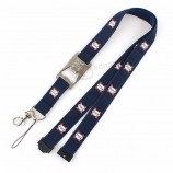 Popular Heat Transfer Printed Soft Black Neck Lanyard with Bottle Opener