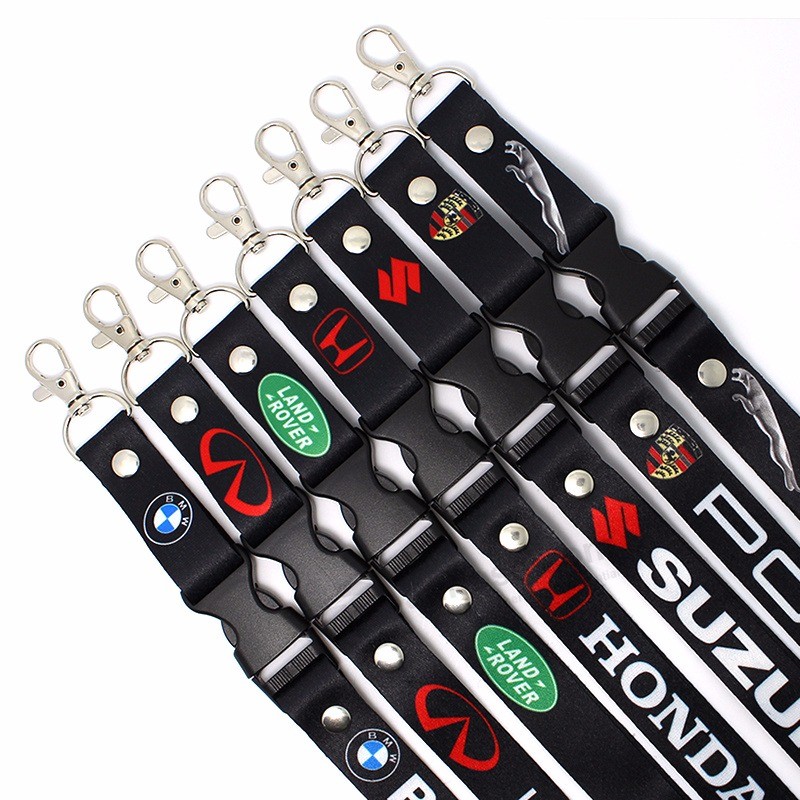 High quality Black color Polyester material 20mm lanyard Custom with Black plastic Breakaway Buckle