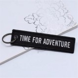 Customized Fashion Style Airplane Fabric Key Tags Embroidery Woven Keychains