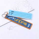 print own brand logo fashion promotional key tags custom flight fabric keychain