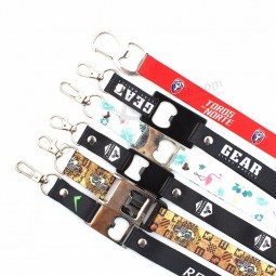 Factory Wholesale High Quality Custom Polyester Water Bottle Opener Lanyard