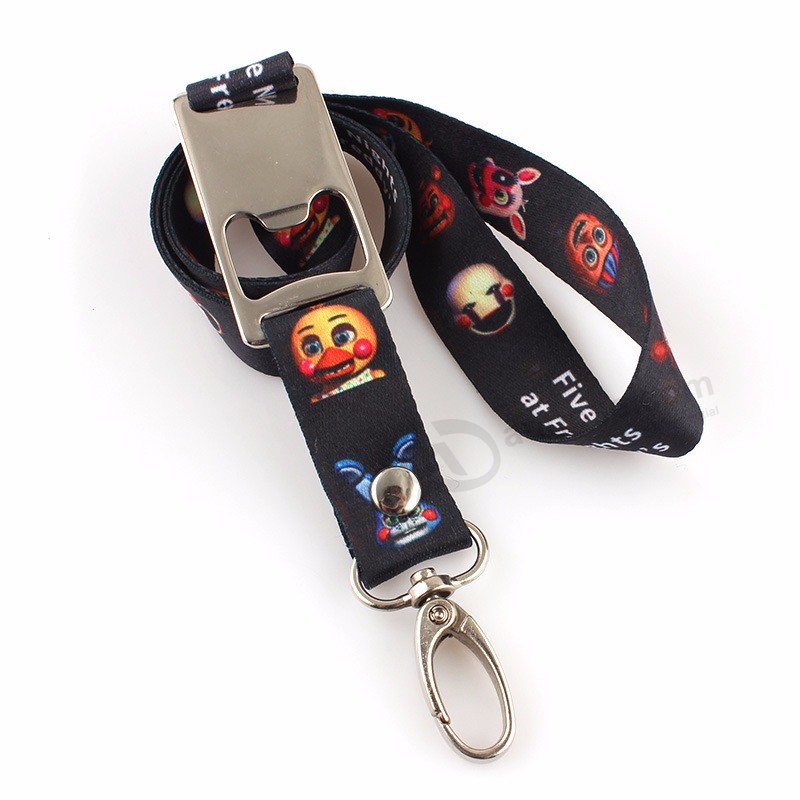 High quality Polyester beer Bottle opener Lanyard with Metal Hook