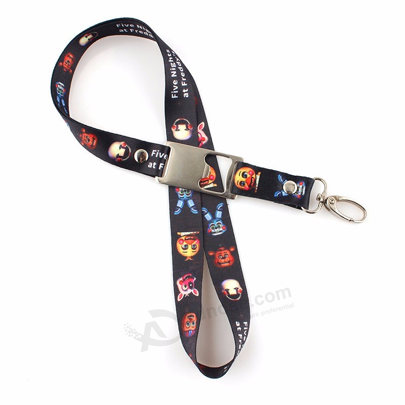 High quality Polyester beer Bottle opener Lanyard with Metal Hook