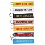 Promotional Embroidery Woven Tag airport Flight Fabric Key Tag