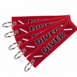 Launch Key Ring for Motorcycles and Cars Diver Red Embroidery Key Fobs Key Tag