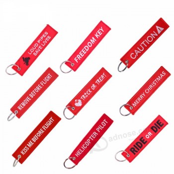 Motorcycle Car Keychain Embroidery Letter Red Key Fobs OEM
