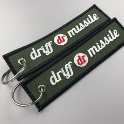 3D Branded Logo Name Embroidery Tag Key Chains for Promotional