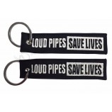 Loud Pipes Save Lives Fabric Embroidery Keychain Keyring Key Ring Key Chain Key FOB