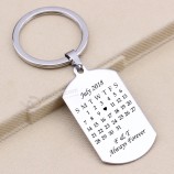 Always Forever  Custom Name And Date Calendar Keychain Engraved Heart Mark Car Key Tag For Family Couples Lovers Keyring Gifts