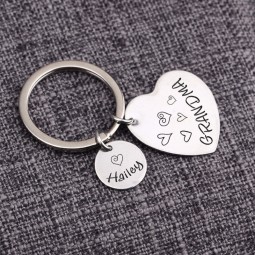 Jewelry Engraved Grandma Present Customized Name Personality Heart Shaped Key rings Thanksgiving Day Grandmother Gifts Key Chain