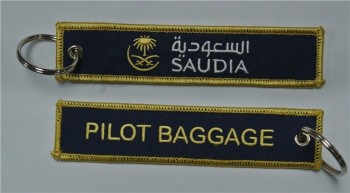 keychain do bordado da tela da bagagem piloto das linhas aéreas de saudia chaveiro
