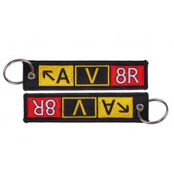 Aviator AV8R Airport Taxiway Sign Keychain  Embroidery Key Fobs ATV Car Key Chains
